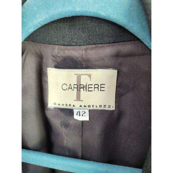 F Carriere Sandra Angelozzi SZ 42 100% Wool Dark Gray Lined Blazer  Woolmark - Picture 3 of 9